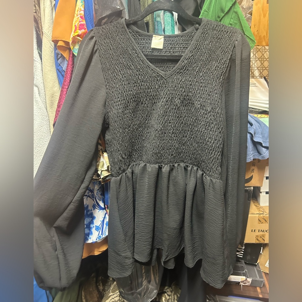 Black Long Sleeve Blouse 2X